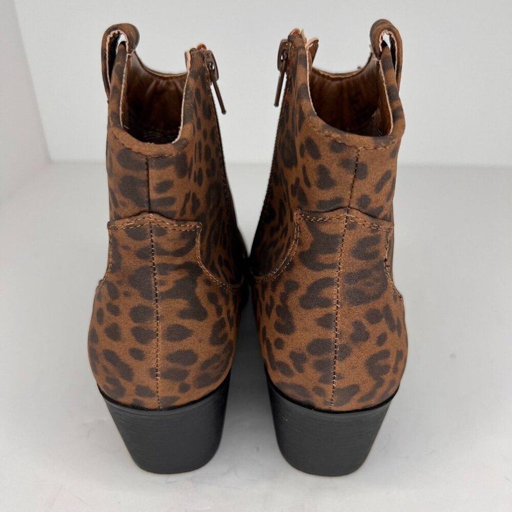 True Craft Womens Winnie Brown Leopard Print Nubuck Side Zip Size 7M Ankle Boots - Picture 5 of 10